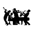Decoratiune de perete, Musicians, Dimensiune: 70 x 46 cm, Negru