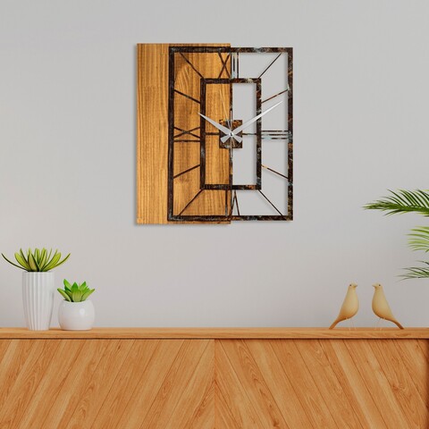 Ceas de perete, Wooden Clock 37-A, Dimensiune: 49 x 58 cm, Nuc / Maro