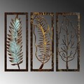 Decoratiune de perete, Leaf 35, Lățime: 55 cm Înălțime: 22 cm Adâncime: 1,5 cm (3 bucăți), Multicolor
