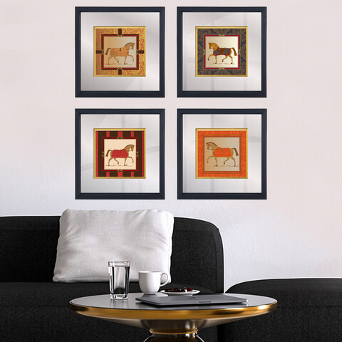 Set 4 tablouri decorative, CAM5666, Lemn, Multicolor