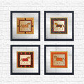 Set 4 tablouri decorative, CAM5666, Lemn, Multicolor