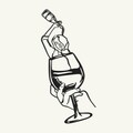 Decoratiune de perete, Glass of Wine Girl Line Art- APT749 M, Dimensiuni: 33 x 69 cm, Negru