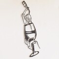 Decoratiune de perete, Glass of Wine Girl Line Art- APT749 M, Dimensiuni: 33 x 69 cm, Negru