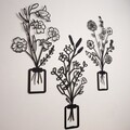 Decoratiune de perete, Flowers in Vase 3D, Dimensiune: 23 x 50 cm (1 bucată), Negru