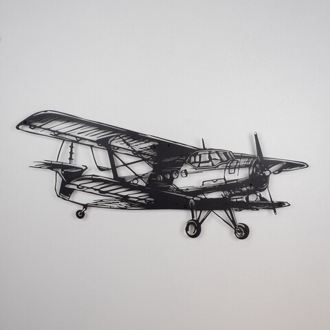 Decoratiune de perete, Airplane, Dimensiune: 53 x 100 cm (1 bucată), Negru