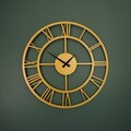Ceas de perete, Roman Metal Wall Clock, Dimensiune: 49 x 49 cm, Auriu
