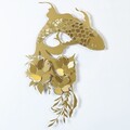 Decoratiune de perete, Carpa Koi- APT748 L, Dimensiuni: 58 x 87 cm, Auriu