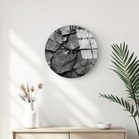 Ceas de perete decorativ din sticlă, Huhu328, Diametru: 40 cm (1 bucată), Multicolor