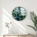 Ceas de perete decorativ din sticlă, Huhu334, Diametru: 40 cm (1 bucată), Multicolor