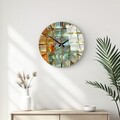 Ceas de perete decorativ din sticlă, Huhu336, Diametru: 40 cm (1 bucată), Multicolor