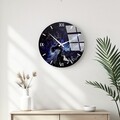 Ceas de perete decorativ din sticlă, Huhu344, Diametru: 40 cm (1 bucată), Multicolor