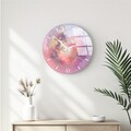 Ceas de perete decorativ din sticlă, Huhu345, Diametru: 40 cm (1 bucată), Multicolor