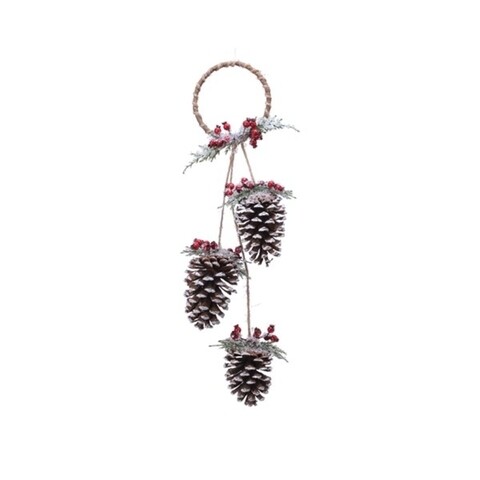 Decoratiune Pinecone hanger w berries, Decoris, 13x60 cm, multicolor
