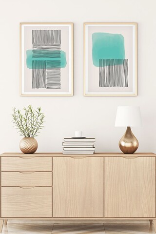Set 2 tablouri decorative, Huhu140, Lemn masiv, Multicolor