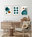 Set 3 tablouri decorative, Huhu117, Lemn masiv, Multicolor