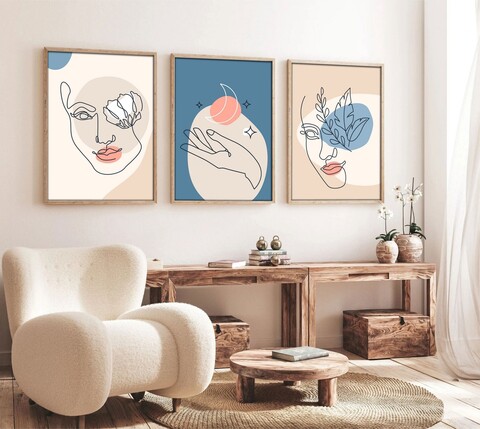 Set 3 tablouri decorative, Huhu139, Lemn masiv, Multicolor