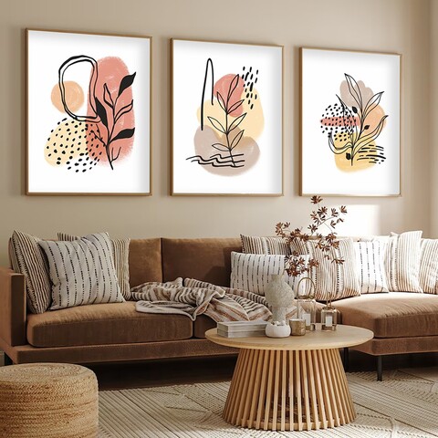 Set 3 tablouri decorative, Huhu226, Lemn masiv, Multicolor