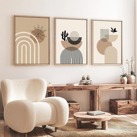 Set 3 tablouri decorative, Huhu264, Lemn masiv, Multicolor