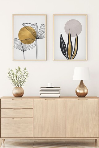 Set 2 tablouri decorative, Huhu77, Lemn masiv, Multicolor