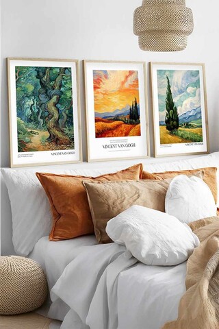 Set 3 tablouri decorative, Huhu528, Lemn masiv, Multicolor