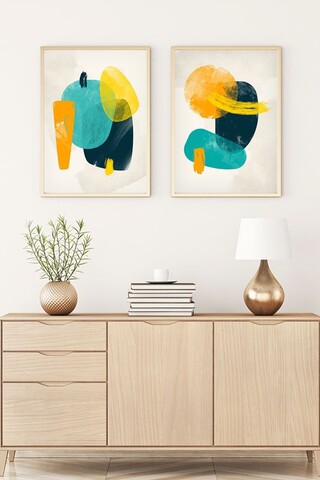 Set 2 tablouri decorative, Huhu92, Lemn masiv, Multicolor