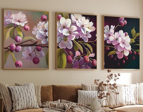 Set 3 tablouri decorative, Huhu218, Lemn masiv, Multicolor