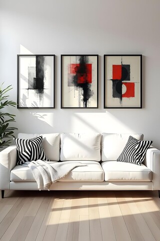 Set 3 tablouri decorative, Huhu440- 50 x 70, Cadru: 100% LEMN MASIV (Grosime: 2 cm), Multicolor