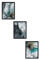 Set 3 tablouri decorative, Huhu472S, Lemn masiv, Multicolor