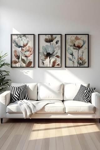 Set 3 tablouri decorative, Huhu478S, Lemn masiv, Multicolor