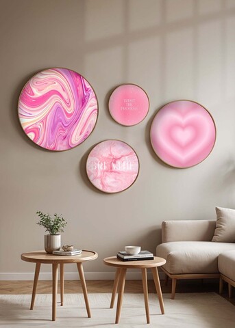 Set 4 tablouri decorative, Huhu292, Dimensiune: 45 x 45 cm (1 bucată), Multicolor