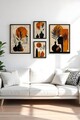 Set 4 tablouri decorative, Huhu445-S, Lemn masiv, Multicolor