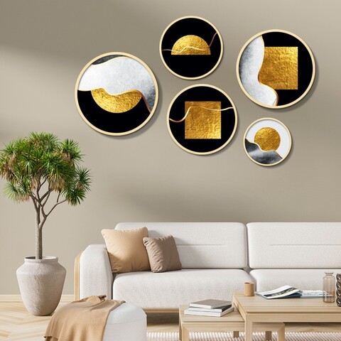 Tablou decorativ (5 Pieces), Iaht-09, Dimensiuni: 43,5 x 43,5 cm (1 bucată), Multicolor