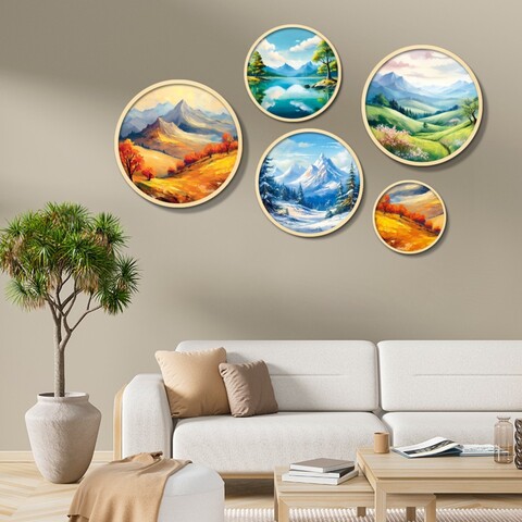 Tablou decorativ (5 Pieces), Iaht-26, Dimensiuni: 43,5 x 43,5 cm (1 bucată), Multicolor