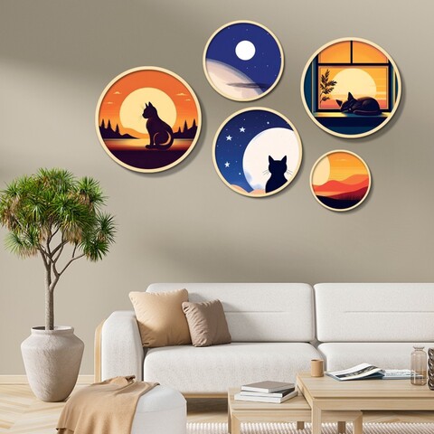 Tablou decorativ (5 Pieces), Iaht-32, Dimensiuni: 43,5 x 43,5 cm (1 bucată), Multicolor