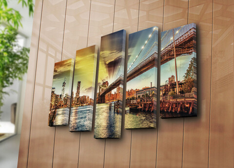 Set 5 tablouri decorative, 5PATK-111, 19 x 70 cm, Multicolor
