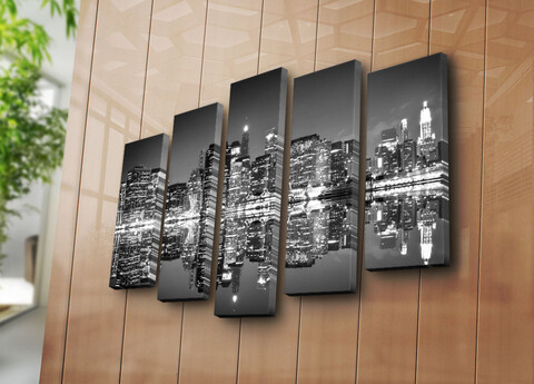 Set 5 tablouri decorative, 5PATK-4, 19 x 70 cm, Multicolor