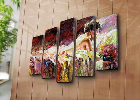 Set 5 tablouri decorative, 5PATK-72, 19 x 70 cm, Multicolor