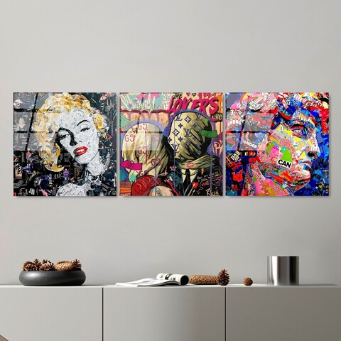 Tablou decorativ (3 Pieces), UV-857, Dimensiune: 50 x 50 cm (3 bucăți), Multicolor