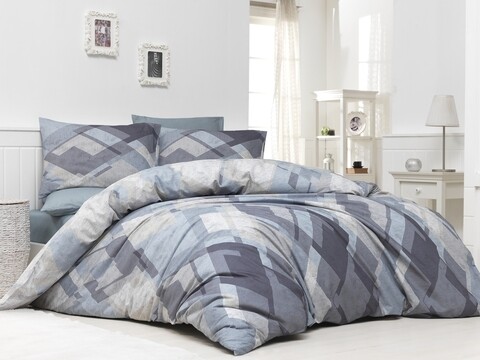 Lenjerie de pat pentru o persoana Mosaic v5, Majoli Home Collection, 3 piese, 160x240 cm, bumbac ranforce, multicolor