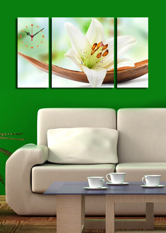 Ceas de perete decorativ din pânză (3 bucăți), 3P204045CS-3, Dimensiune: 20 x 45 cm (2 bucăți), Multicolor