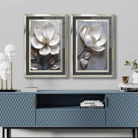Tablou decorativ (2 Pieces), 2P4363Kromgumusct, Lemn masiv (Grosime: 2,5 cm, Multicolor