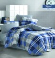 Lenjerie de pat dubla Mark V1, Majoli Home Collection, 4 piese, 240x260 cm, bumbac ranforce, albastru