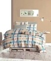 Lenjerie de pat dubla Ekose V1, Majoli Home Collection, 4 piese, 240x260 cm, bumbac ranforce, albastru