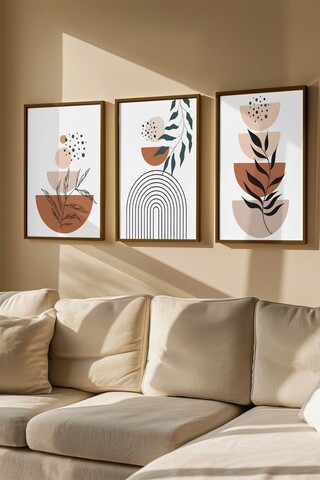 Tablou decorativ (3 Pieces), Artvmodel14-Cafea, MDF (Grosime: 2,7 mm, Multicolor