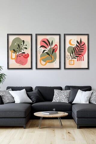 Set 3 tablouri decorative, Ersy3Syhcrv19, MDF, Multicolor