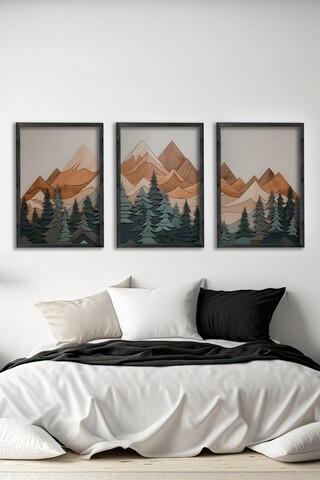 Tablou decorativ (3 Pieces), Ersy3Syhcrv56, MDF, Multicolor