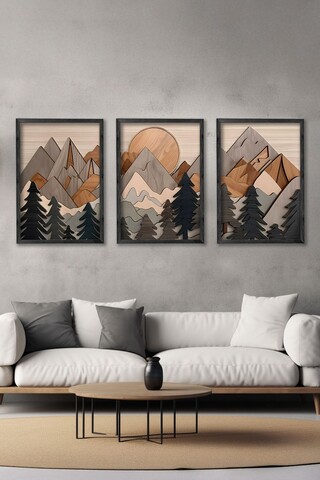 Tablou decorativ (3 Pieces), Ersy3Syhcrv61, MDF, Multicolor