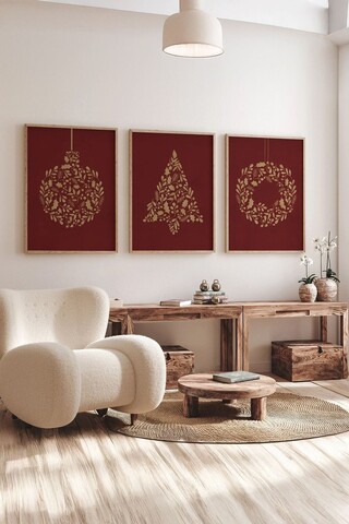 Tablou decorativ (3 Pieces), Nwyearmdl10, MDF, Multicolor