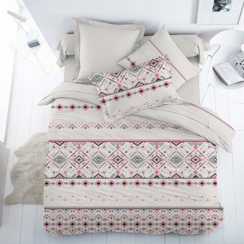 Lenjerie de pat dubla Bohem V2, Majoli Home Collection, 4 piese, 240x260 cm, bumbac ranforce, multicolor