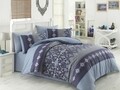 Lenjerie de pat dubla Valerie v2, Majoli Home Collection, 4 piese, 240x260 cm, bumbac ranforce, albastru
